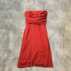 Red Chiffon Ruched Eliza J Midi Dress